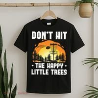 Don't Hit The Happy Little Tree Funny Disc Golf Golfer Retro T-Shirt thumb 2