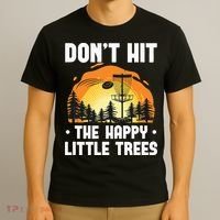 Don't Hit The Happy Little Tree Funny Disc Golf Golfer Retro T-Shirt thumb 3