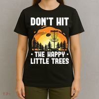 Don't Hit The Happy Little Tree Funny Disc Golf Golfer Retro T-Shirt thumb 4