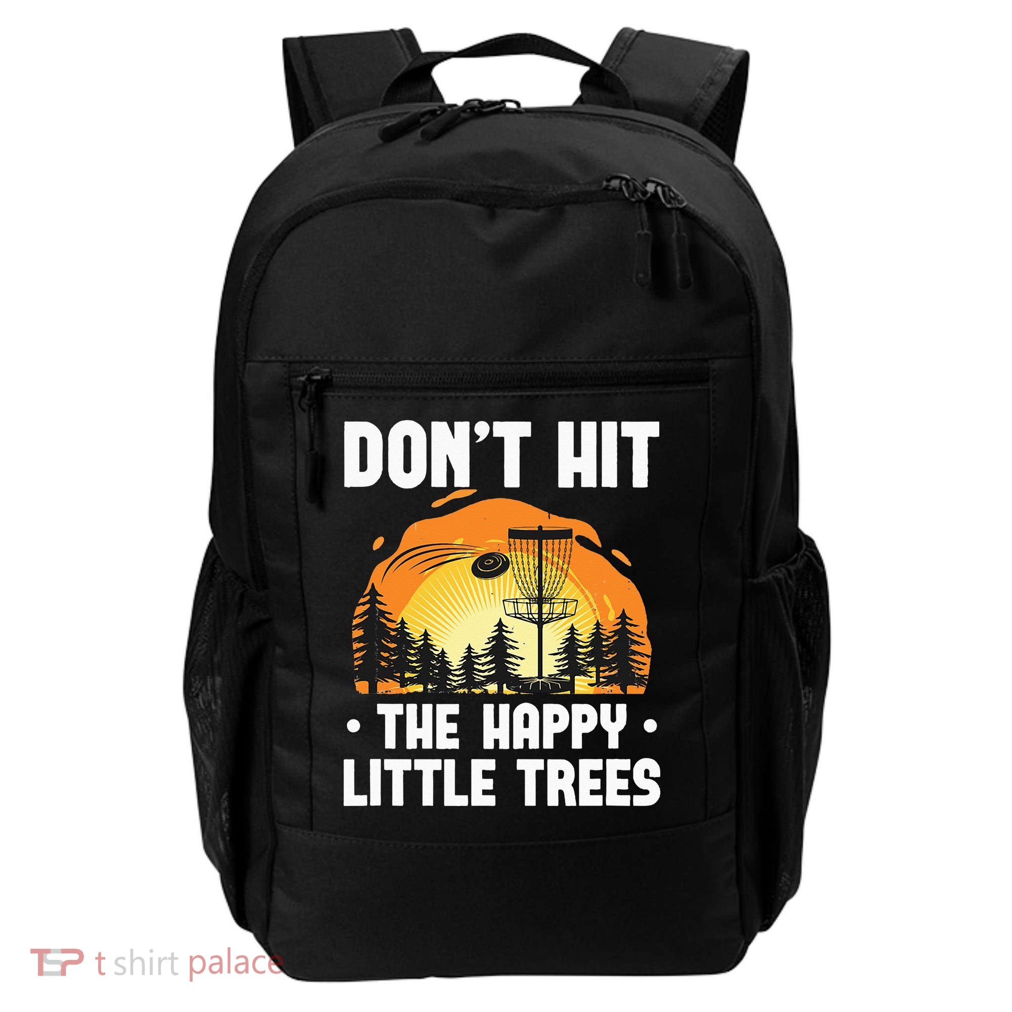 Don't Hit The Happy Little Tree Funny Disc Golf Golfer Retro Backpack
