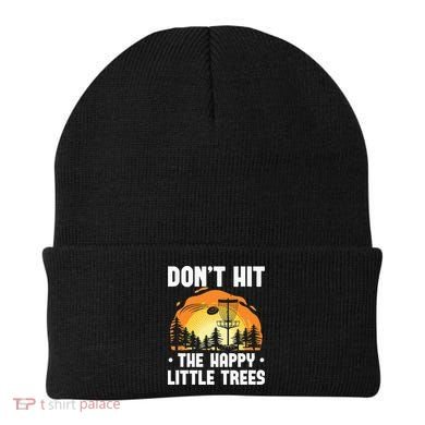 Don't Hit The Happy Little Tree Funny Disc Golf Golfer Retro Beanie