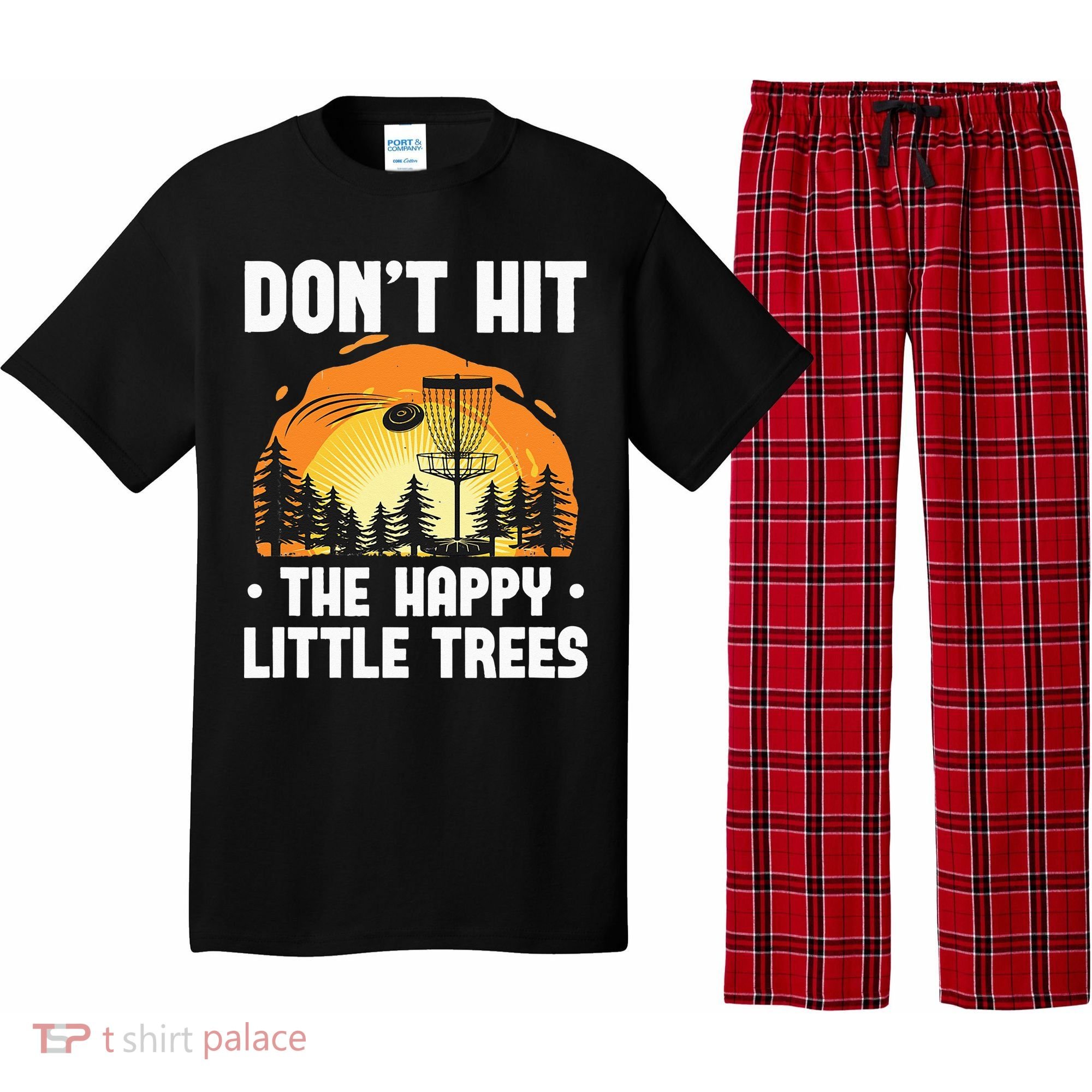 Don't Hit The Happy Little Tree Funny Disc Golf Golfer Retro Pajama Set
