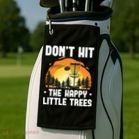 Don't Hit The Happy Little Tree Funny Disc Golf Golfer Retro Golf Towel thumb 2