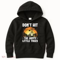 Don't Hit The Happy Little Tree Funny Disc Golf Golfer Retro Kids Hoodie thumb 0