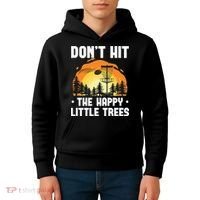 Don't Hit The Happy Little Tree Funny Disc Golf Golfer Retro Kids Hoodie thumb 4