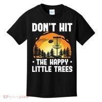 Don't Hit The Happy Little Tree Funny Disc Golf Golfer Retro Kids T-Shirt thumb 0