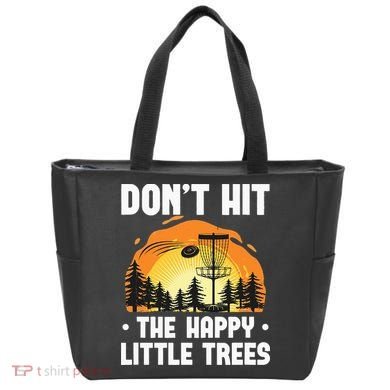 Don't Hit The Happy Little Tree Funny Disc Golf Golfer Retro Tote Bag