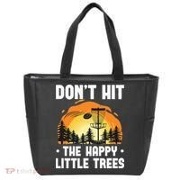Don't Hit The Happy Little Tree Funny Disc Golf Golfer Retro Tote Bag thumb 0