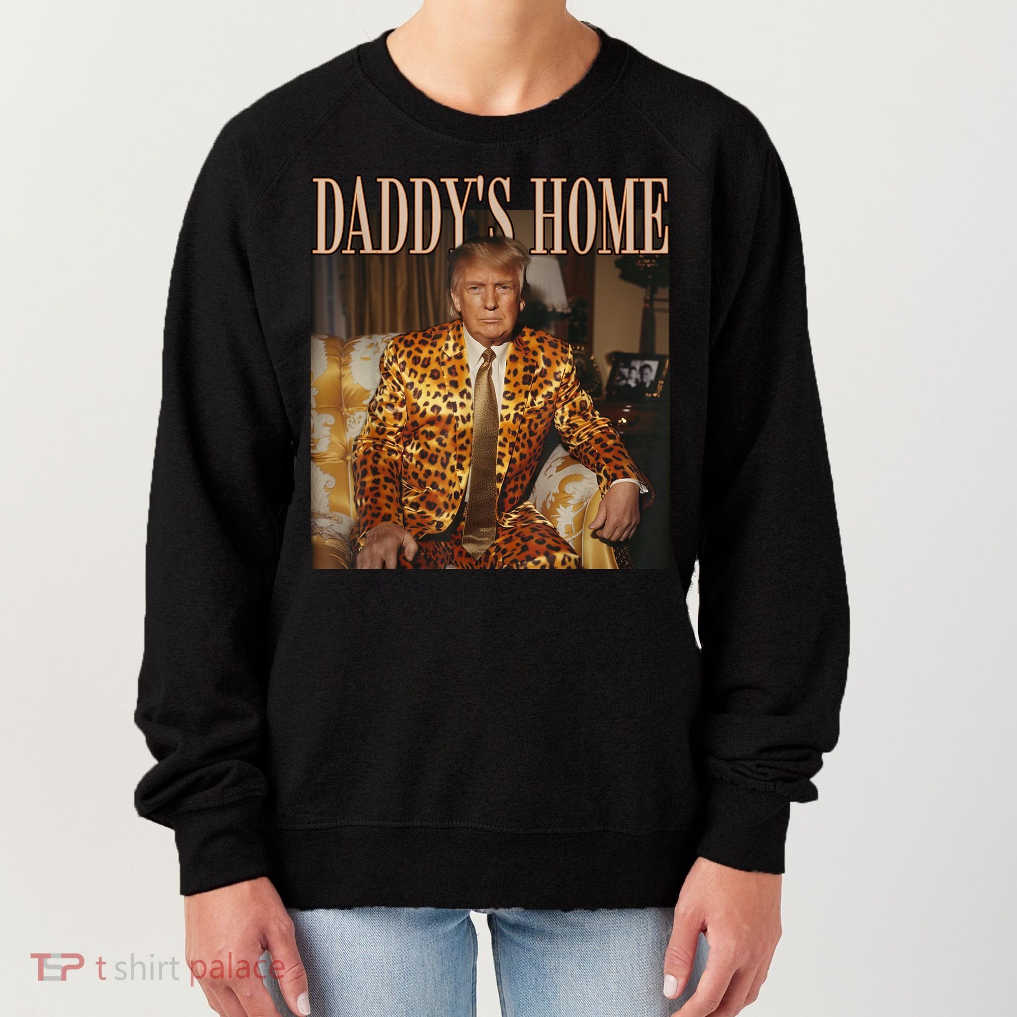 Daddys Home Trump Trump 2024 Leopard Funny Maga Women's Sweatshirt