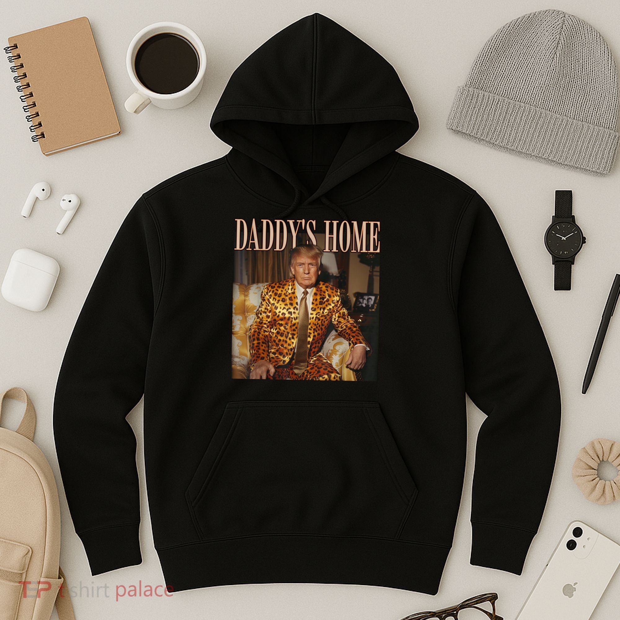 Daddys Home Trump Trump 2024 Leopard Funny Maga Hoodie