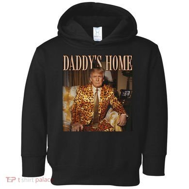 Daddys Home Trump Trump 2024 Leopard Funny Maga Toddler Hoodie