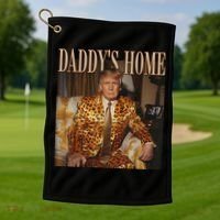 Daddys Home Trump Trump 2024 Leopard Funny Maga Golf Towel thumb 1