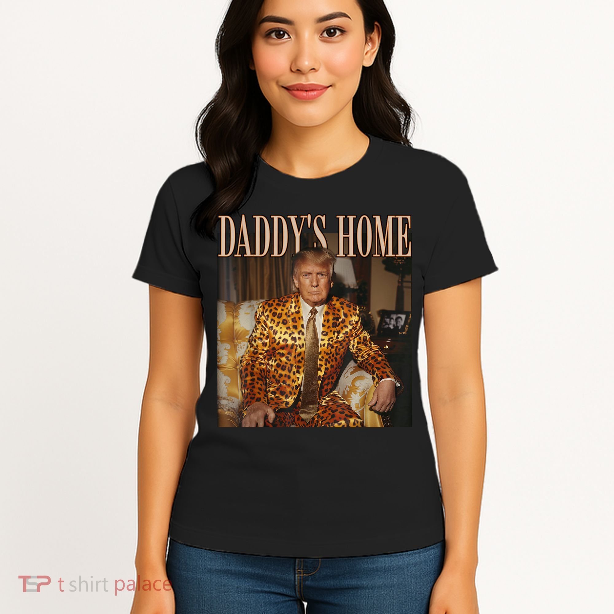 Daddys Home Trump Trump 2024 Leopard Funny Maga Women's T-Shirt