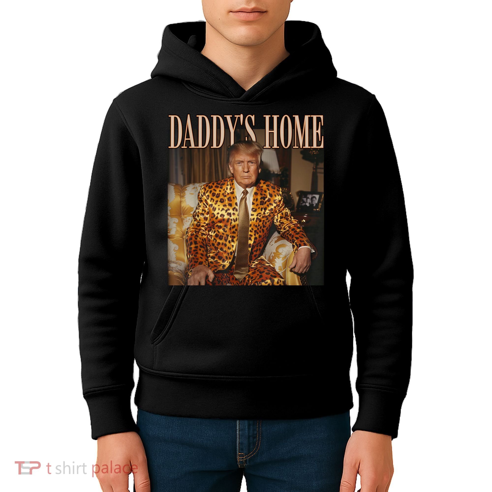 Daddys Home Trump Trump 2024 Leopard Funny Maga Kids Hoodie