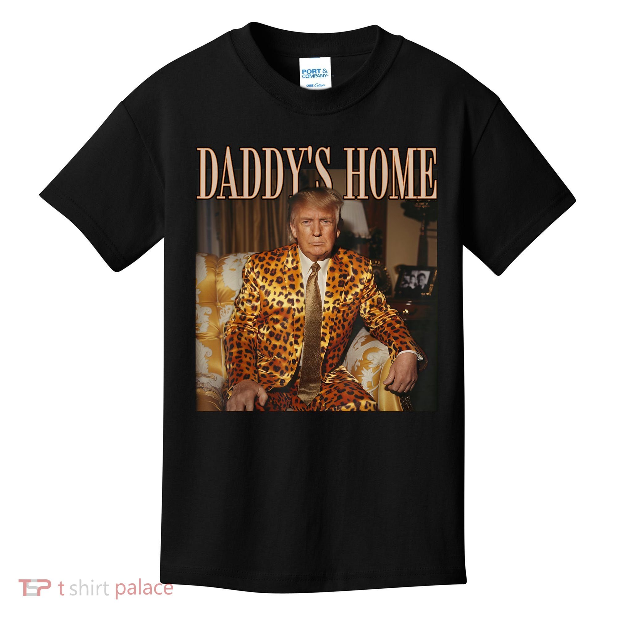 Daddys Home Trump Trump 2024 Leopard Funny Maga Kids T-Shirt