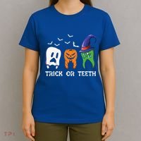 Dentist Halloween Trick Or Teeth Funny Dental Treat Cute Gift T-Shirt thumb 4