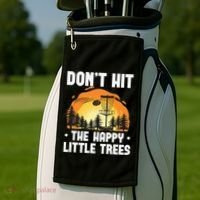 Don't Hit The Happy Little Tree Disc Golf Coach Golf Towel thumb 2