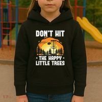 Don't Hit The Happy Little Tree Disc Golf Coach Kids Hoodie thumb 3