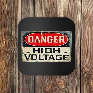 Danger High Voltage Old Rusted Danger Sign Coaster