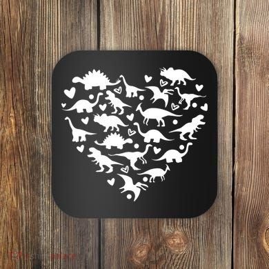 Dinosaur Heart Valentines Day Coaster