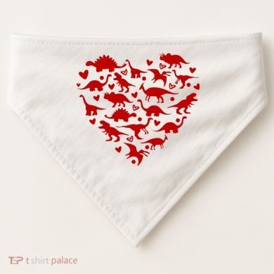 Dinosaur Heart Valentines Day USA-Made Doggie Bandana