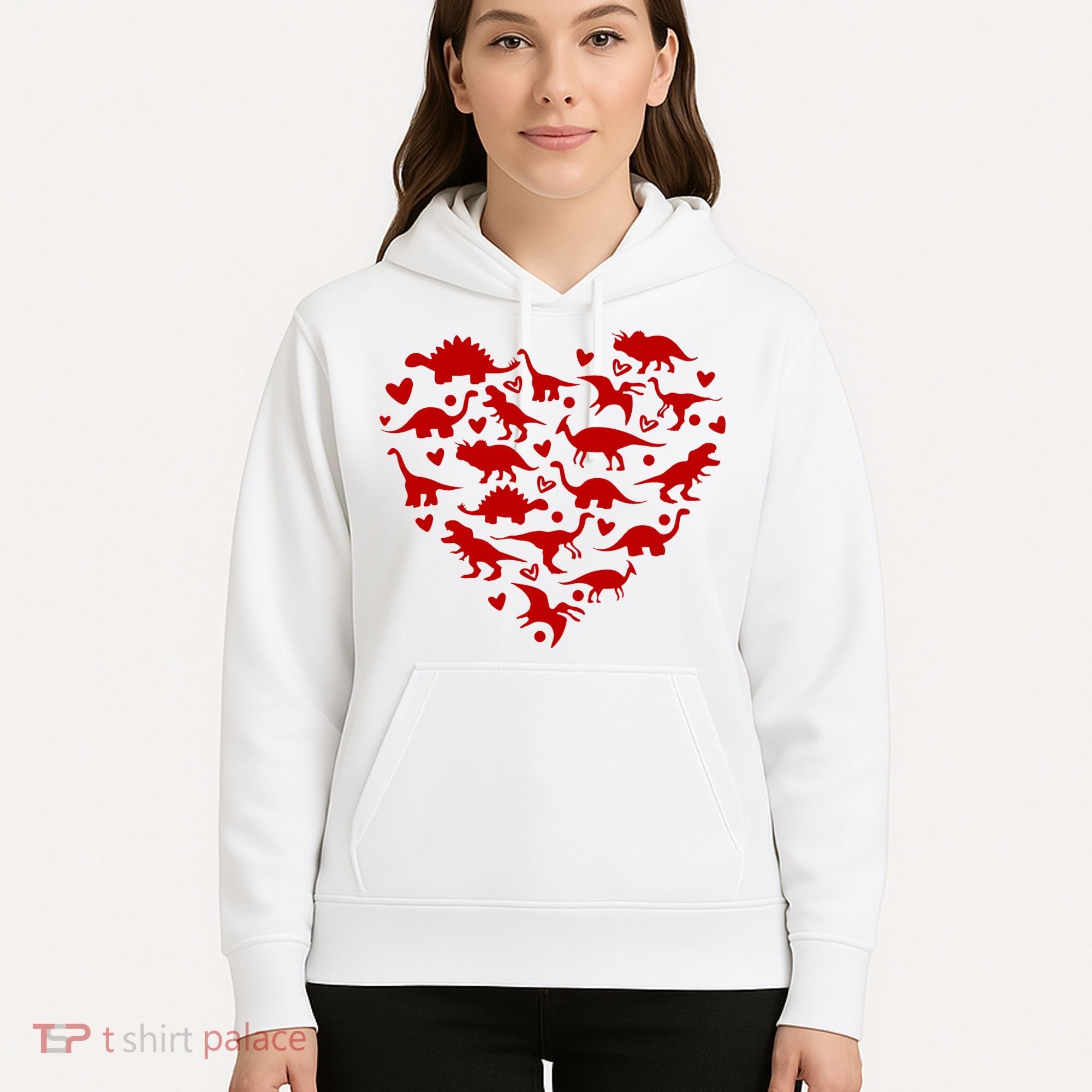 Dinosaur Heart Valentines Day Hoodie