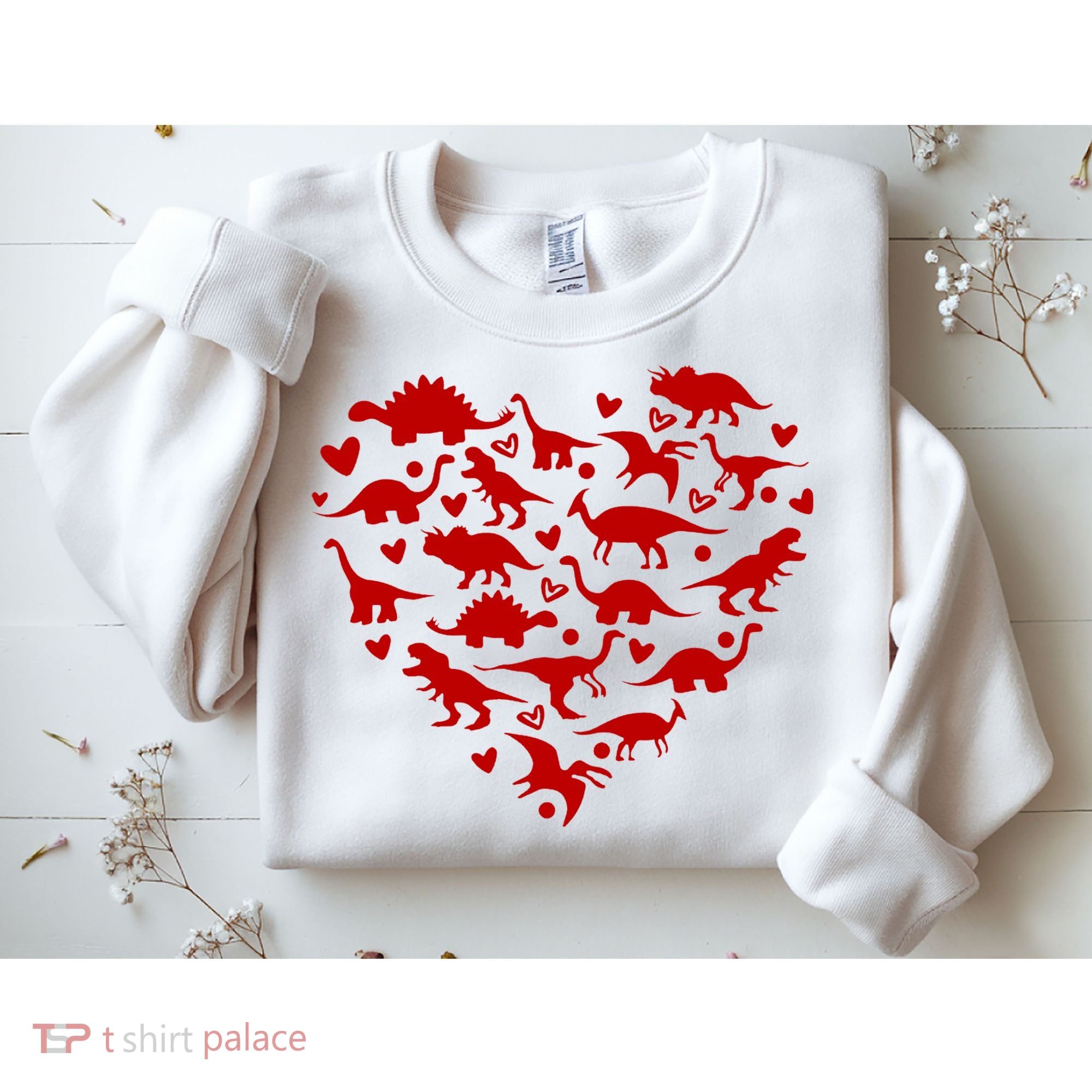 Dinosaur Heart Valentines Day Sweatshirt