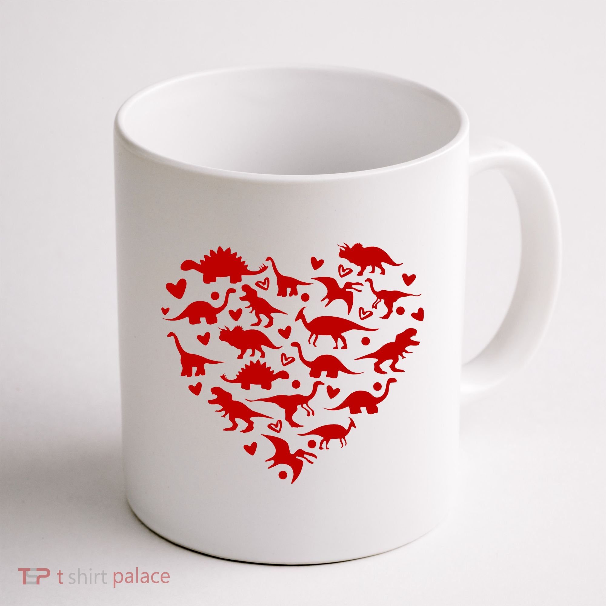 Dinosaur Heart Valentines Day Coffee Mug