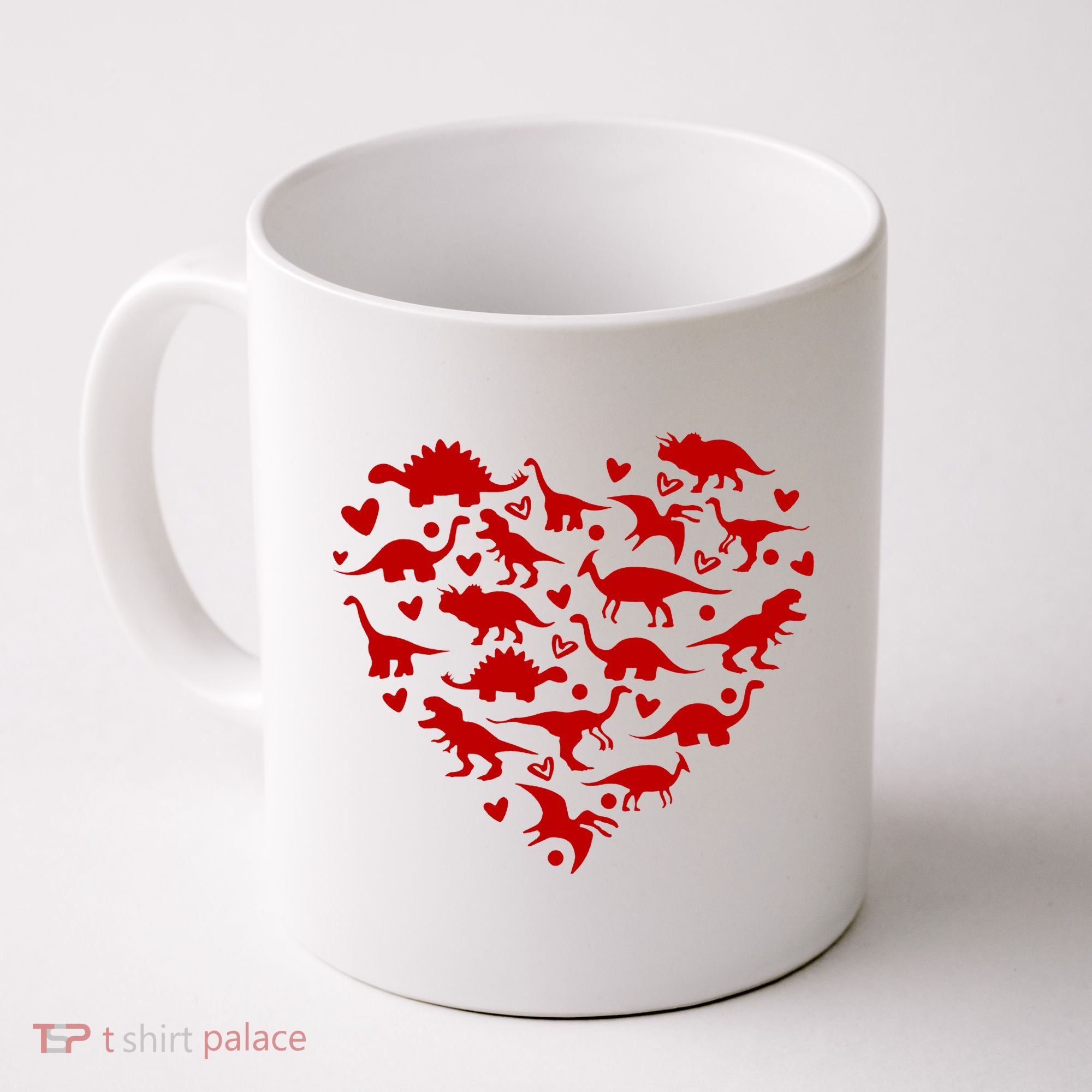 Dinosaur Heart Valentines Day Coffee Mug