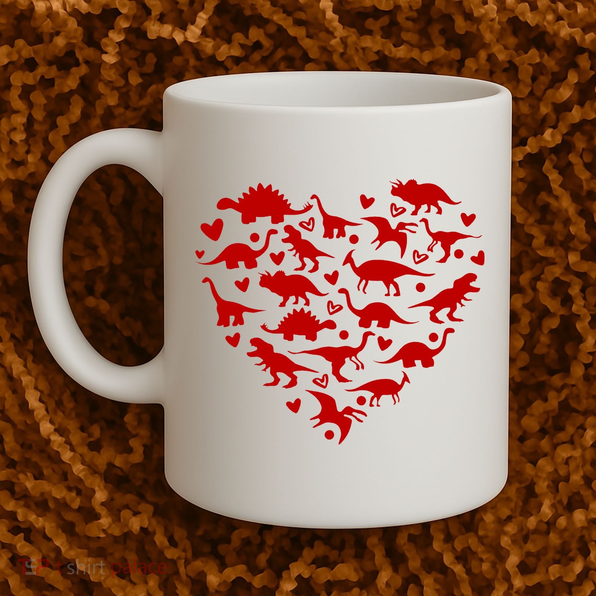 Dinosaur Heart Valentines Day Coffee Mug