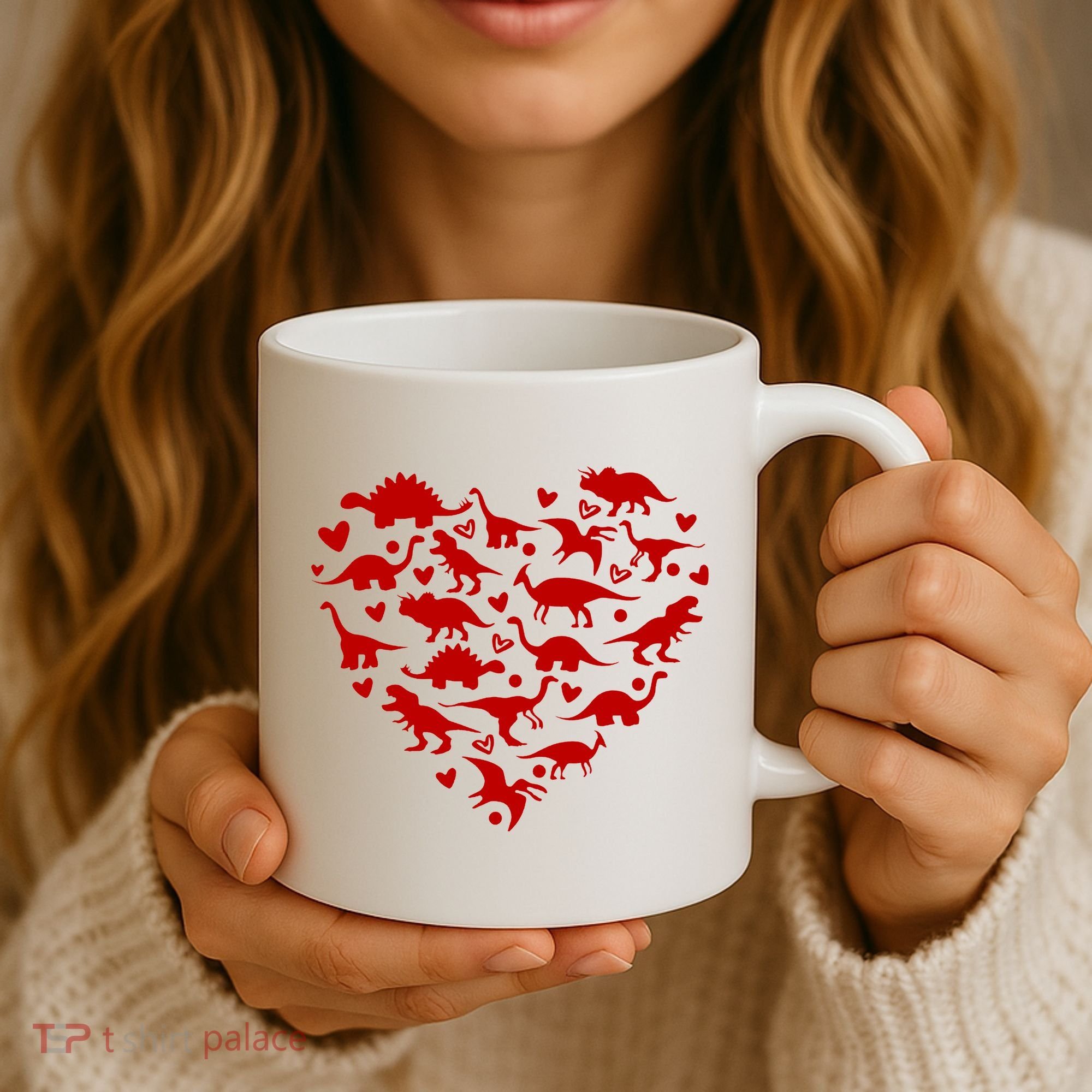 Dinosaur Heart Valentines Day Coffee Mug