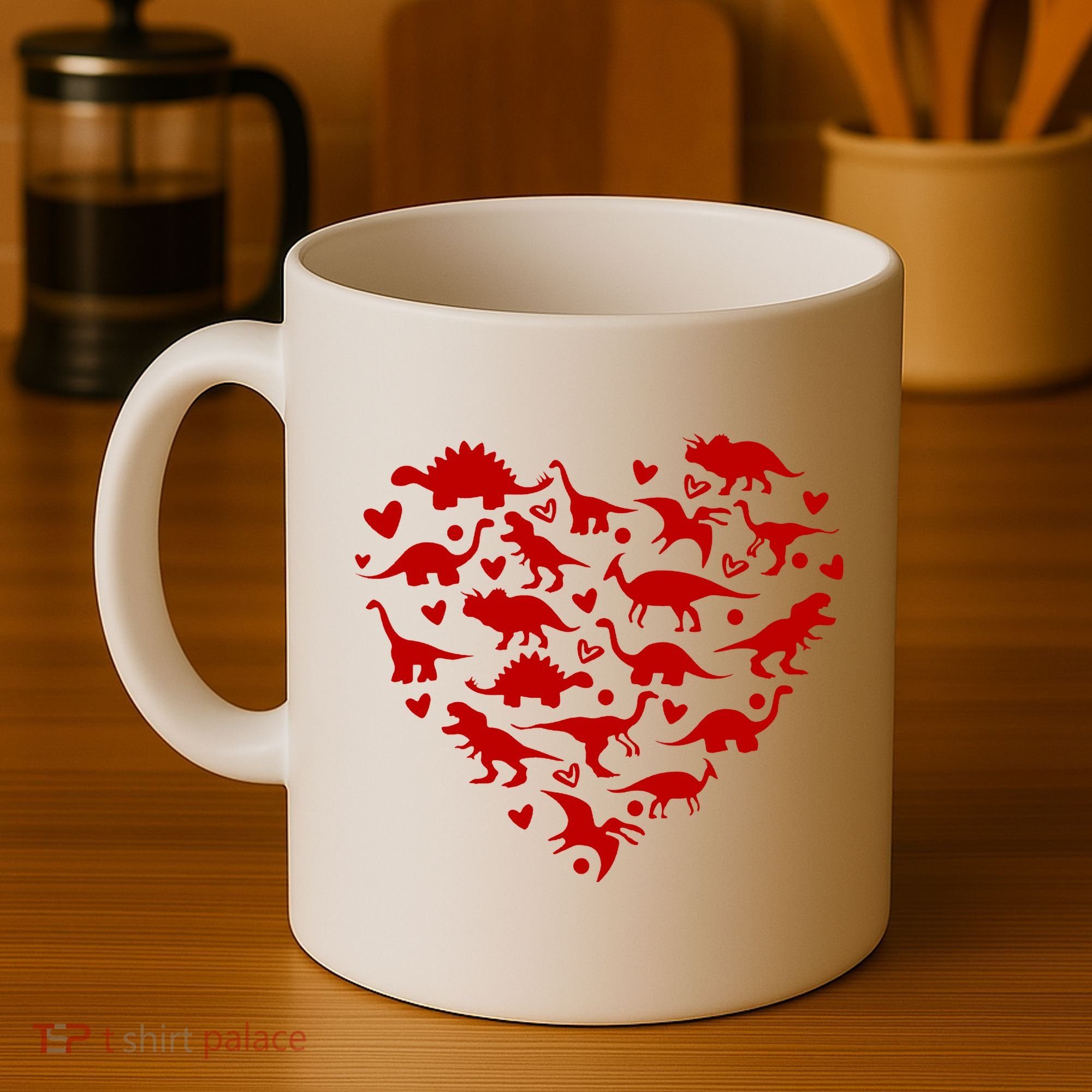 Dinosaur Heart Valentines Day Coffee Mug