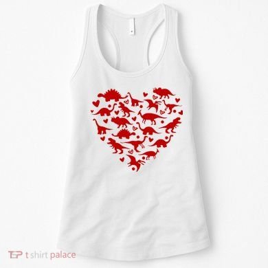 Dinosaur Heart Valentines Day Women's Tank Top