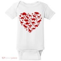 Dinosaur Heart Valentines Day Baby Bodysuit thumb 0