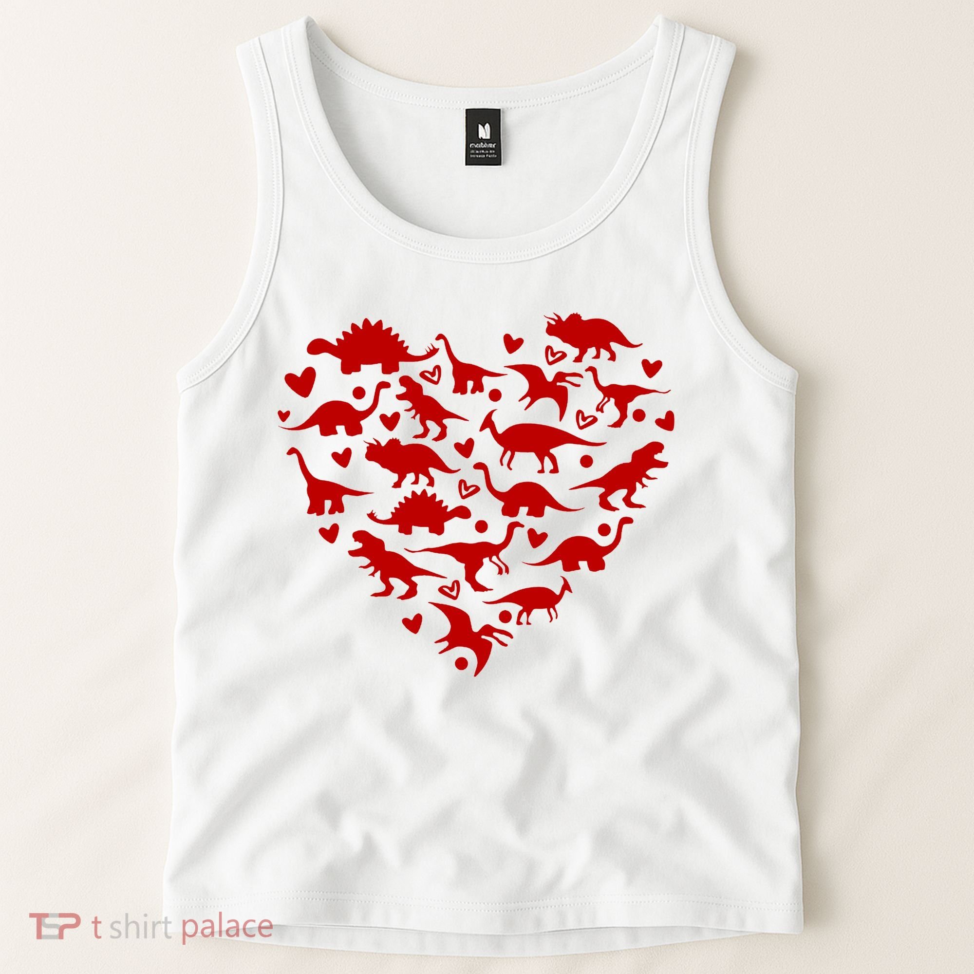 Dinosaur Heart Valentines Day Tank Top