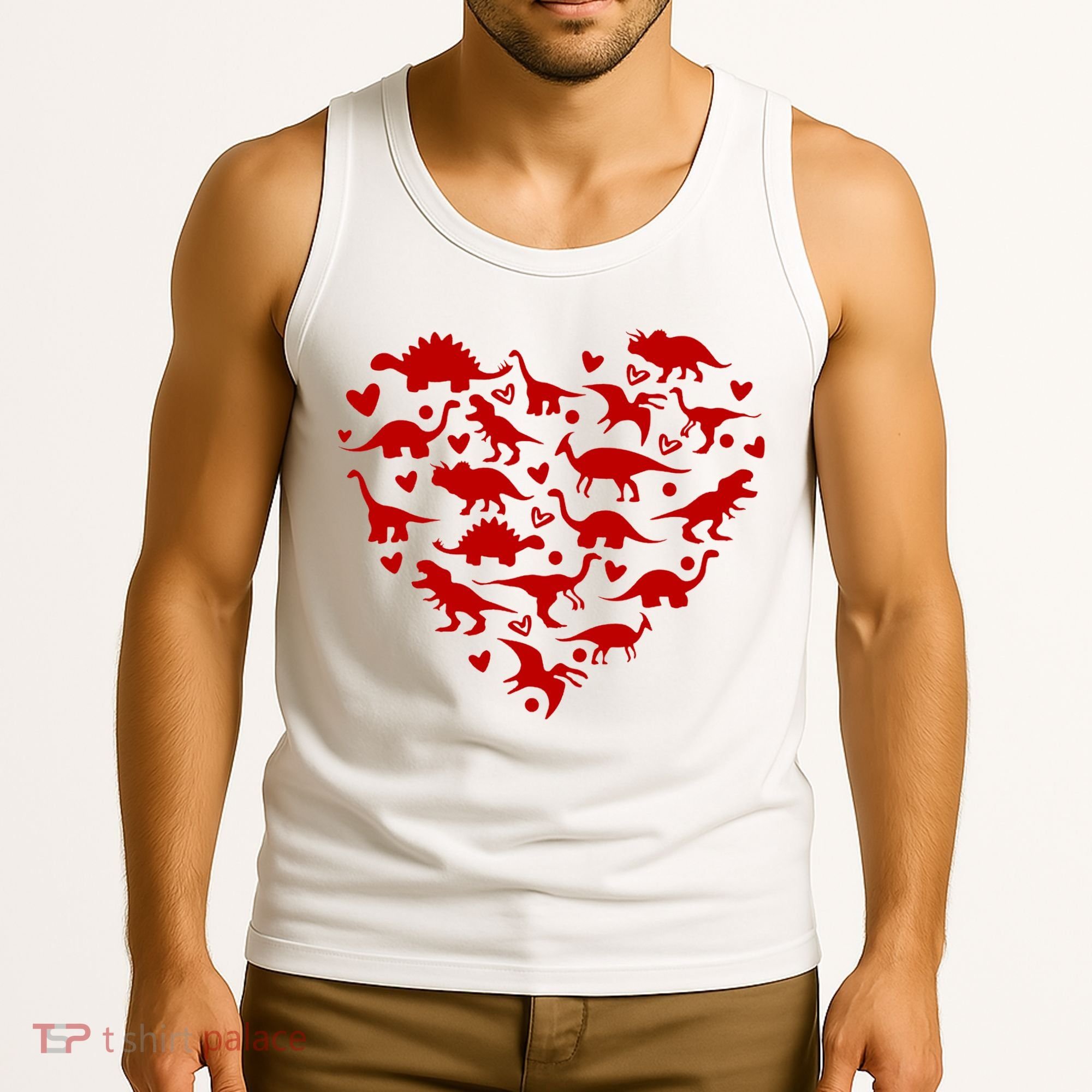 Dinosaur Heart Valentines Day Tank Top