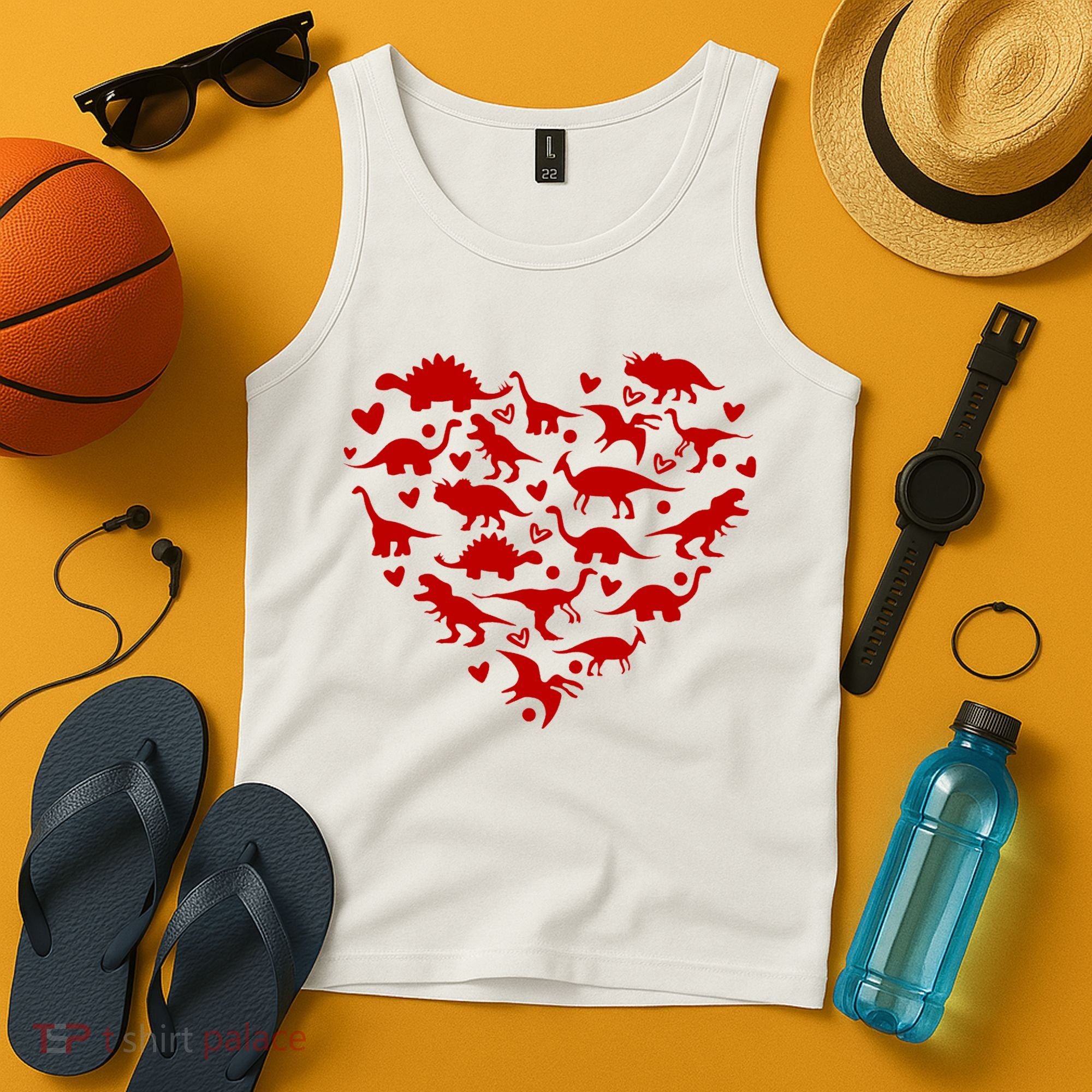 Dinosaur Heart Valentines Day Tank Top