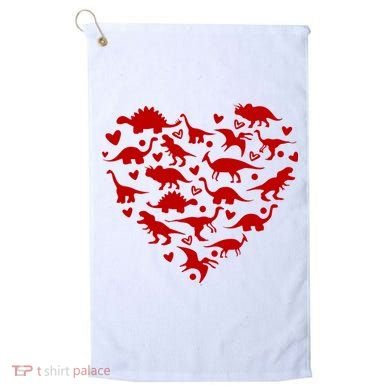Dinosaur Heart Valentines Day Golf Towel