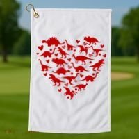 Dinosaur Heart Valentines Day Golf Towel thumb 1