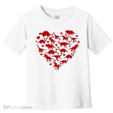 Dinosaur Heart Valentines Day Toddler T-Shirt