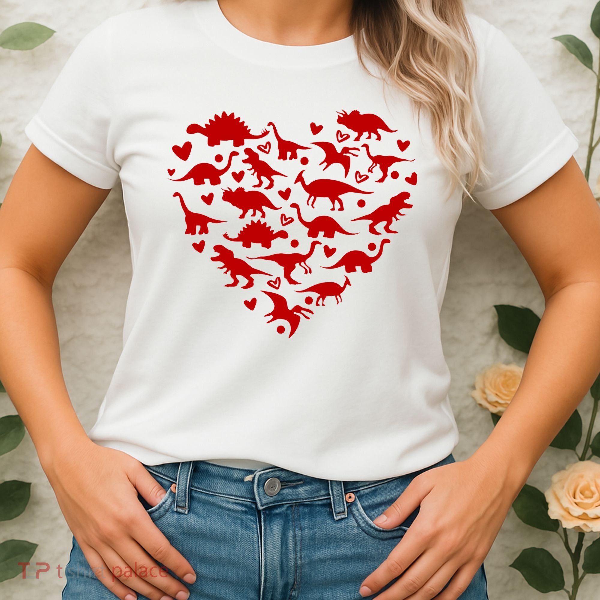 Dinosaur Heart Valentines Day Women's T-Shirt