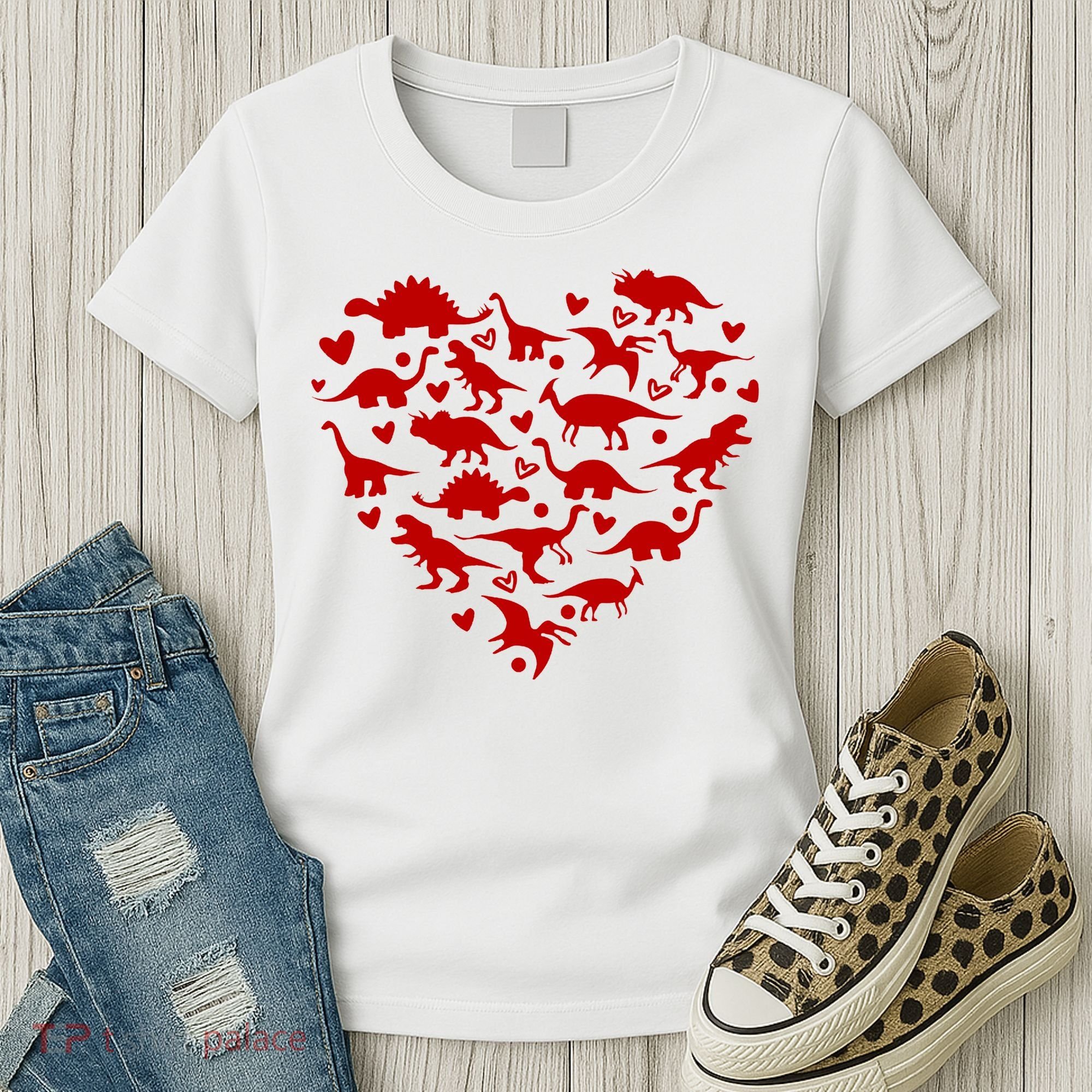 Dinosaur Heart Valentines Day Women's T-Shirt