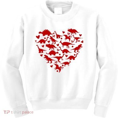 Dinosaur Heart Valentines Day Kids Sweatshirt