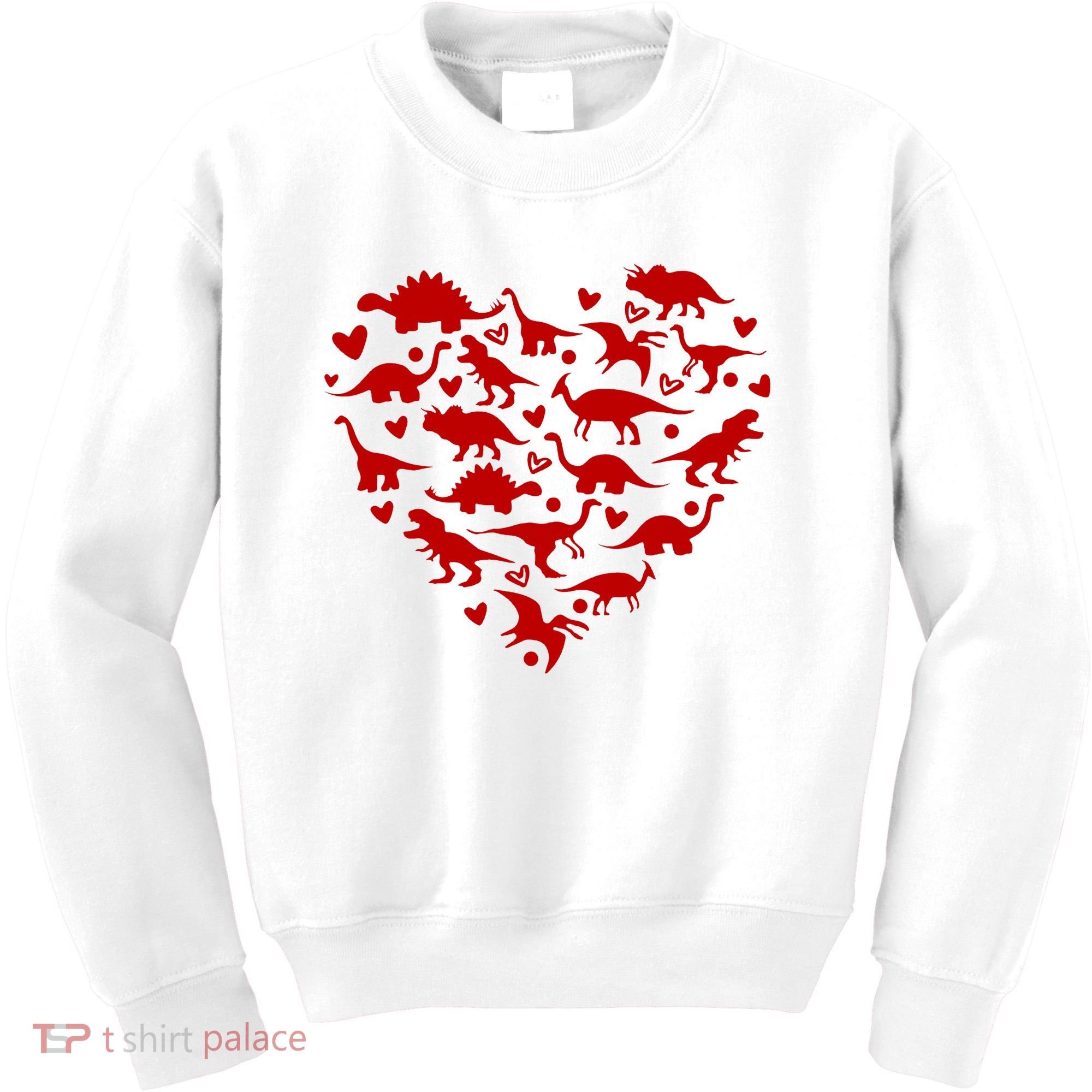 Dinosaur Heart Valentines Day Kids Sweatshirt