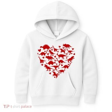 Dinosaur Heart Valentines Day Kids Hoodie