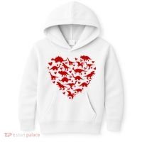 Dinosaur Heart Valentines Day Kids Hoodie thumb 0
