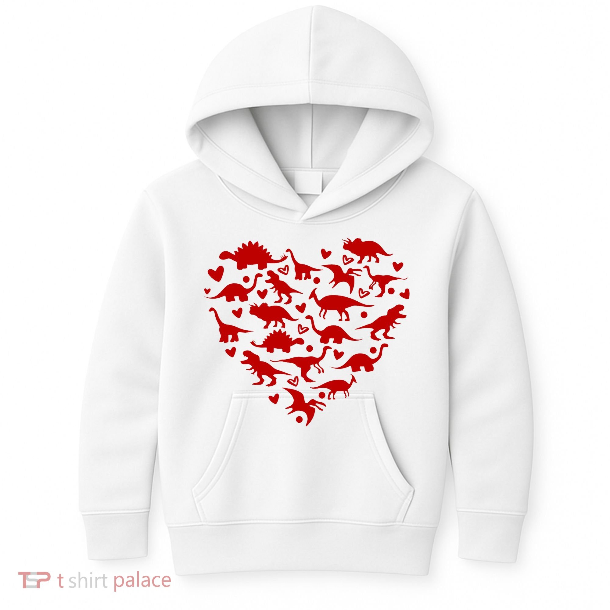 Dinosaur Heart Valentines Day Kids Hoodie