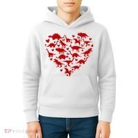Dinosaur Heart Valentines Day Kids Hoodie thumb 4