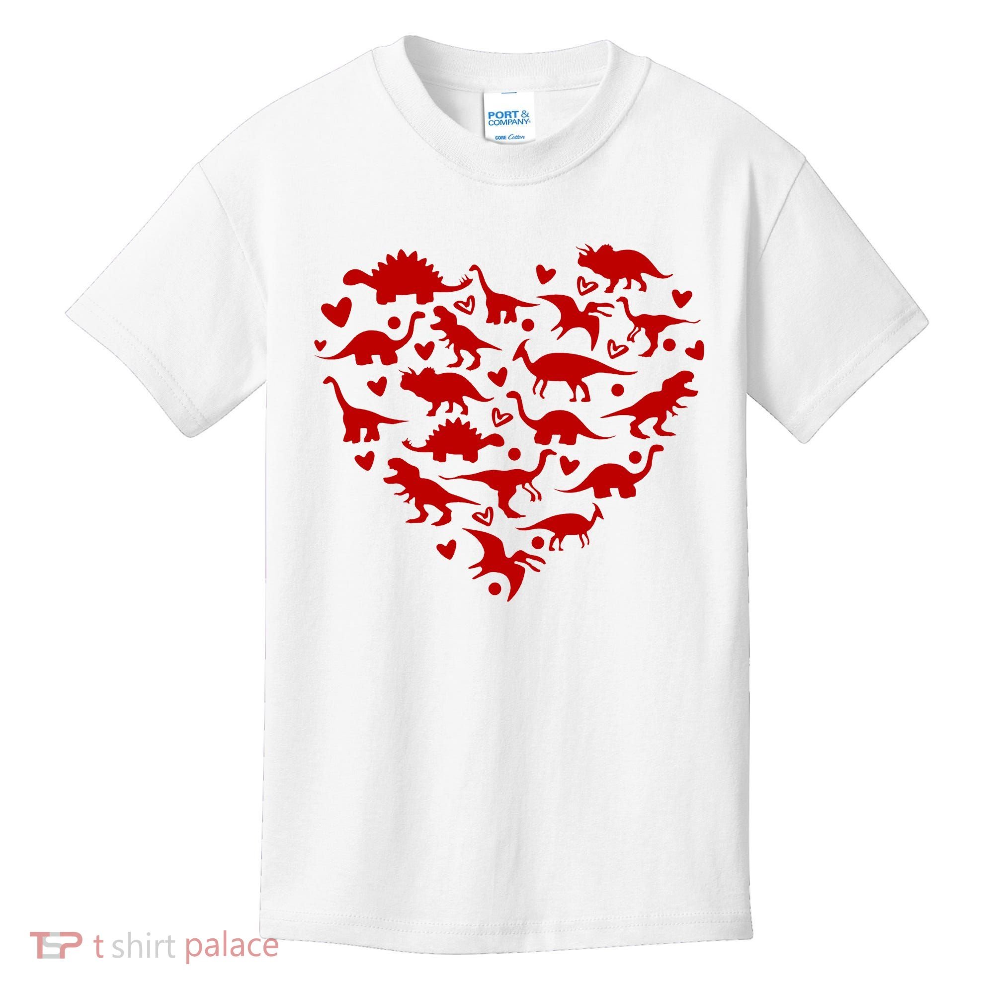 Dinosaur Heart Valentines Day Kids T-Shirt