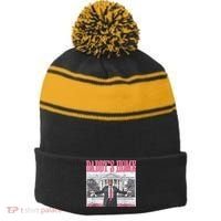 Daddys Home Vote Donald Trump 2024 Election Stripe Pom Pom Beanie thumb 0